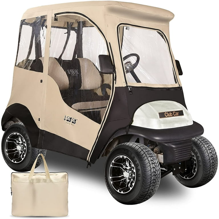  10L0L Golf Cart Enclosure 4 Passenger 600D for Club Car DS,  with Security Side Mirror Openings and Taillight Visible, Waterproof  Windproof Portable Transparent Golf Cart Rain Cover : Sports & Outdoors