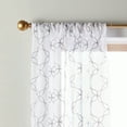 thumbnail image 2 of Better Home & Garden Quatrefoil Embroidery Indoor Polyester Sheer Rod Pocket Single Curtain, Grey, 50"x84", 2 of 5