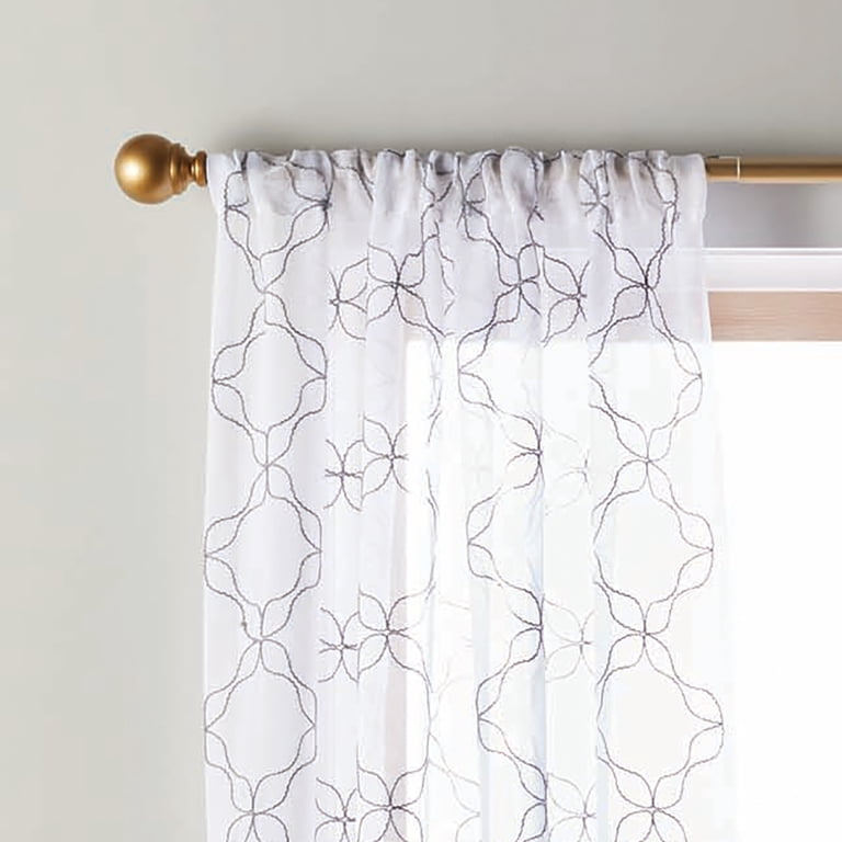 Better Homes & Gardens Quatrefoil Embroidered Sheer Curtain Panel photo 2