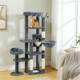 thumbnail image 3 of 59" Cat Tree,Cat Tower for Large Cats,Multi-Level Cat Tower with 3 Removable Pompom Sticks,Cat Condo with Large Hammock,Scratching Post,and 2 Perches,Deep Grey, 3 of 9