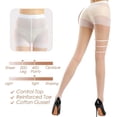 thumbnail image 3 of 3 Pairs Women's Sheer Tights - 20D Control Top Pantyhose with Reinforced Toes, 3 of 5