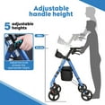 thumbnail image 6 of COSYWILL Rollator Walker with Seat,Foldable Mobility Walker with Durable Steel,Rolling Walker with 8" Wheels for All Terrain,Adjustable Height,300 lbs,Blue, 6 of 8