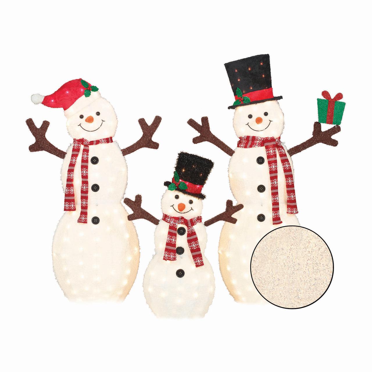 Holiday Time Set Of 3 Fluffy Snowman Family - image 2 of 5