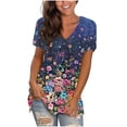 thumbnail image 2 of Pntutb Moda Mujer Verano Cuello En V Manga Corta Estampado Casual Camiseta Blusa Pntutb Pntutb-5165, 2 of 6