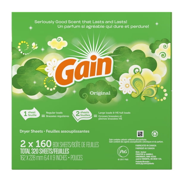 Product Of Gain Original Scent Dryer Sheets 2 Pk 160 Ct Walmart