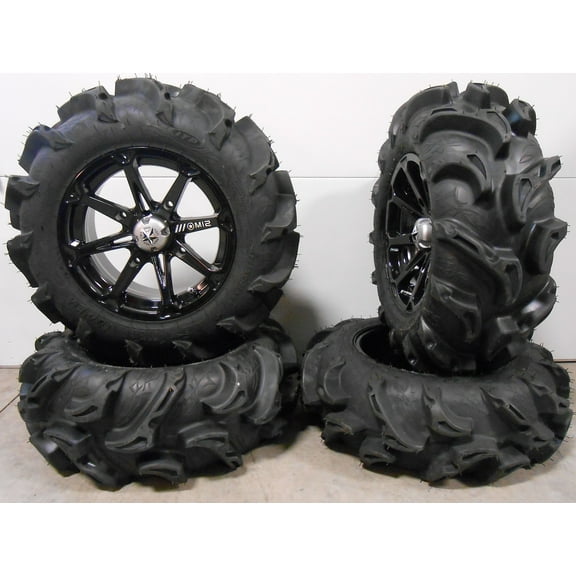 MSA Black Diesel 14" UTV Wheels 27" Mega Mayhem Tires Honda Pioneer
