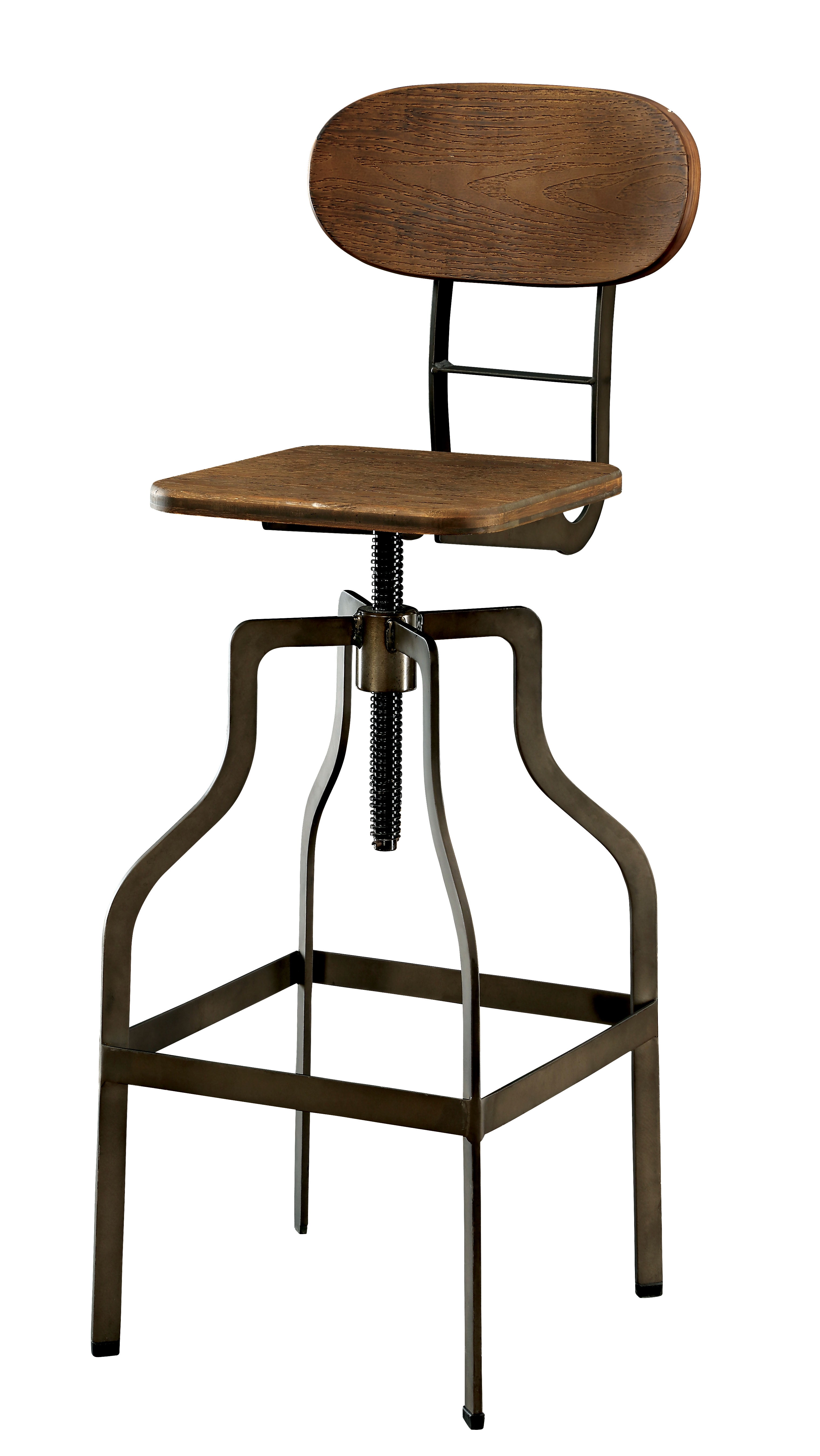 Furniture of America Zayaz Contemporary Adjustable Bar Stool, Oak