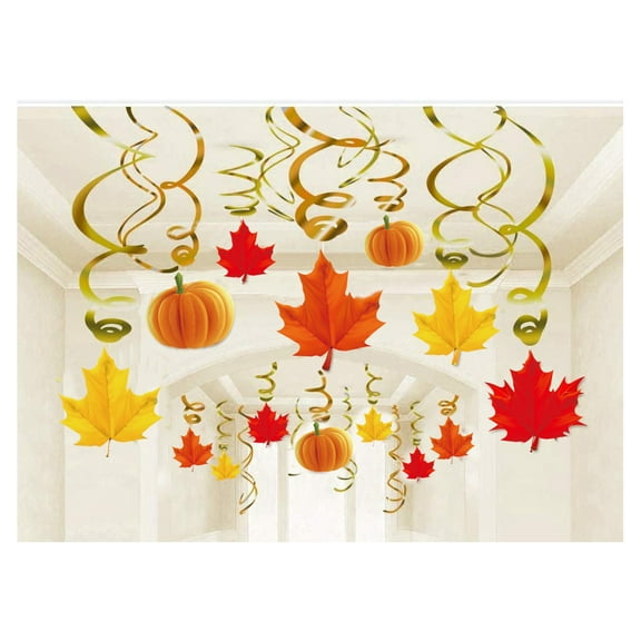 Lilixerw Fall Pumpkin Maple Leaf Hanging Swirls,Autumn Swirls Streamers,Thanksgiving Ceiling Hanging Decorations,for Home Autumn Thanksgiving Harvest Decor Party Supplies