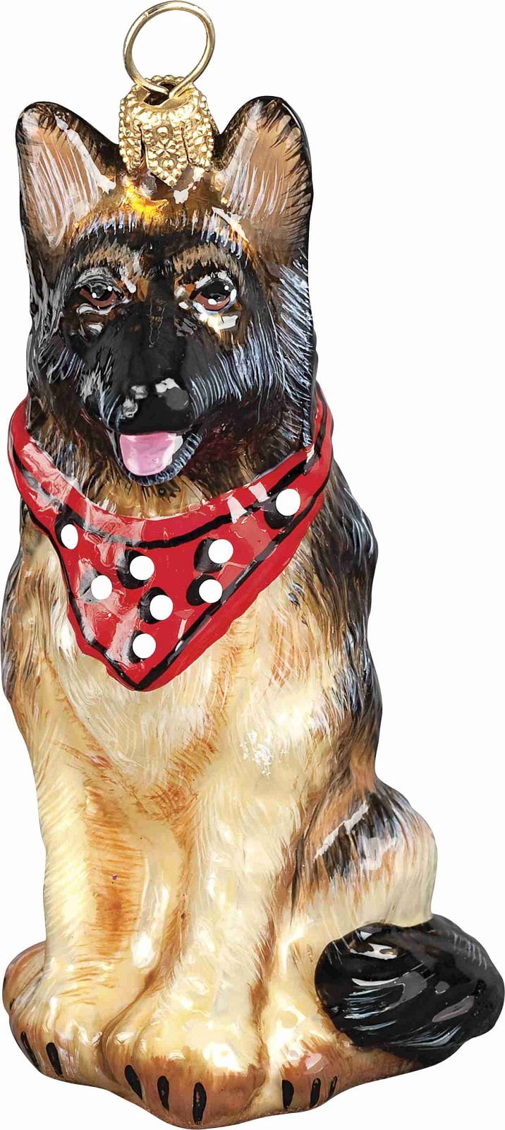 German Shepherd with Bandana Polish Glass Christmas Tree Ornament
