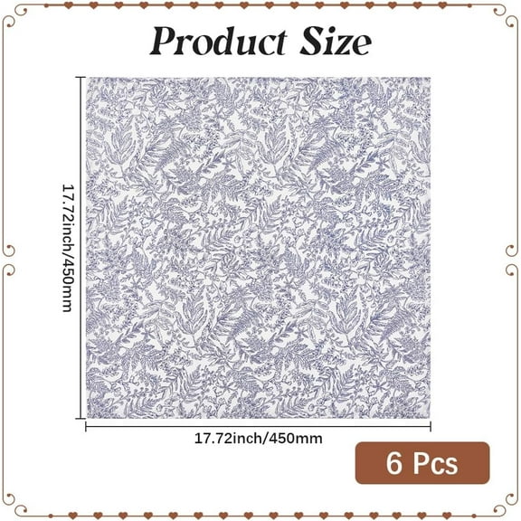 6Pcs Cloth Cocktail Napkins Fancy Dinner Napkins Reusable 45 * 45cm Guest Hand Towels Washable Small Coaster Napkins for Spring Summer Entertaining Bridal Shower Birthday Party