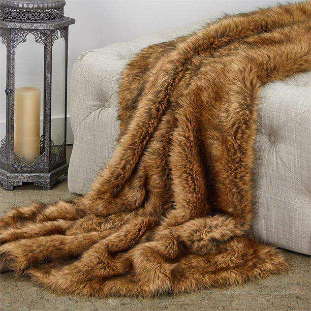 Plutus Tip Dyed Fox Faux Fur Luxury Throw 60"W x 36"L