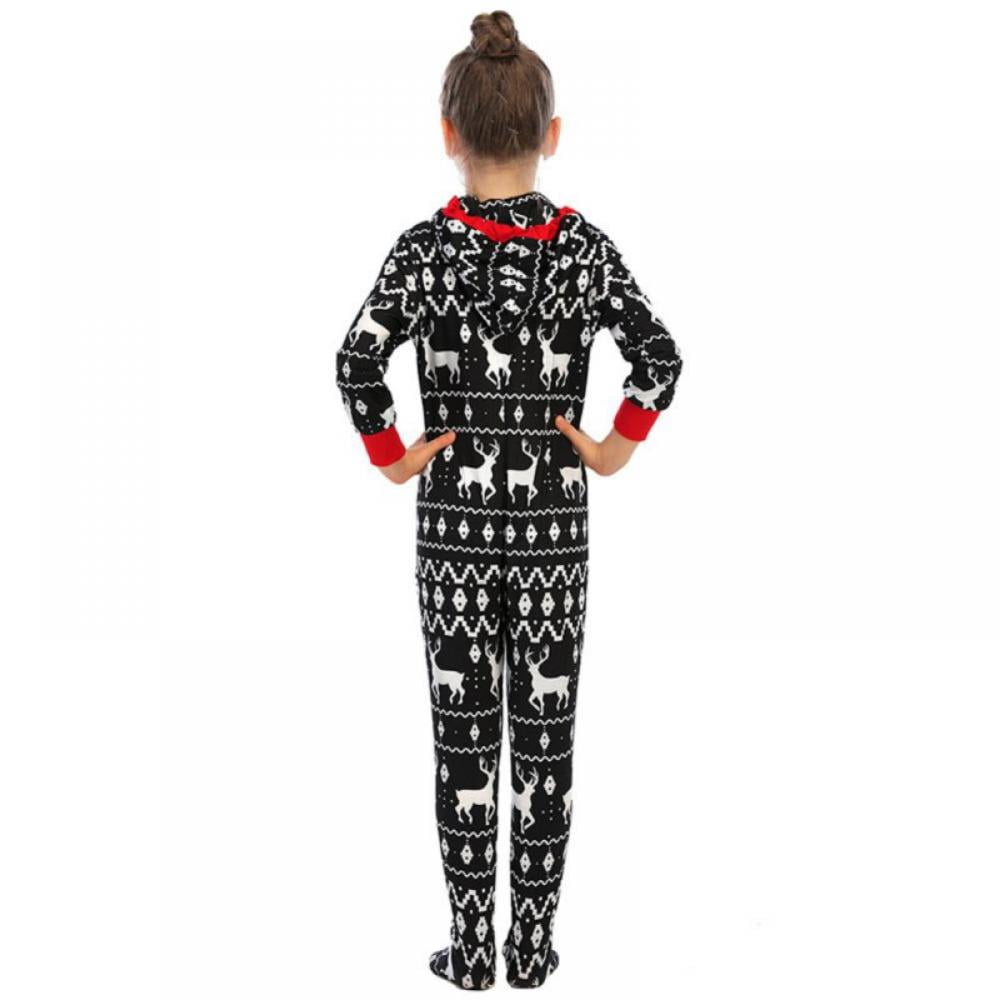 GYRATEDREAM Christmas Family Matching Pajamas Hooded Zipper Onesies Long Sleeve Couple One Piece Sleepwear with Pockets