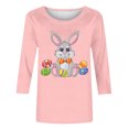 thumbnail image 3 of Camisetas Casuales de las Mujeres Impresas 3/4 Manga Cuello Redondo Blusa, Moda Ligera Superior para el Hogar Y el Uso Diario, Cómoda Imitación de la Tela Del Estante, 3 of 8