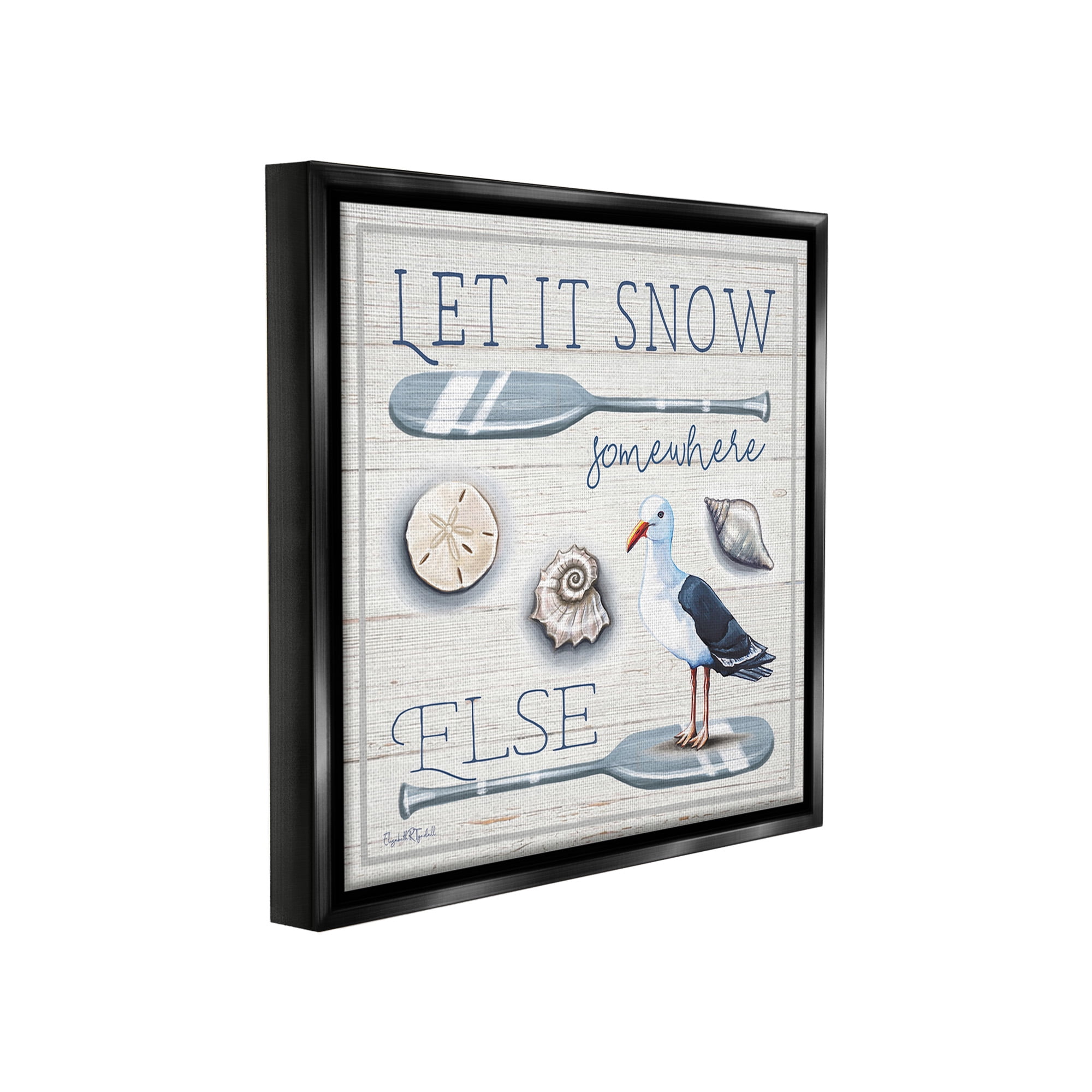 Stupell Industries Snow Somewhere Else Holiday Painting Black Floater Framed Canvas Art Print Wall Art, 25 x 25