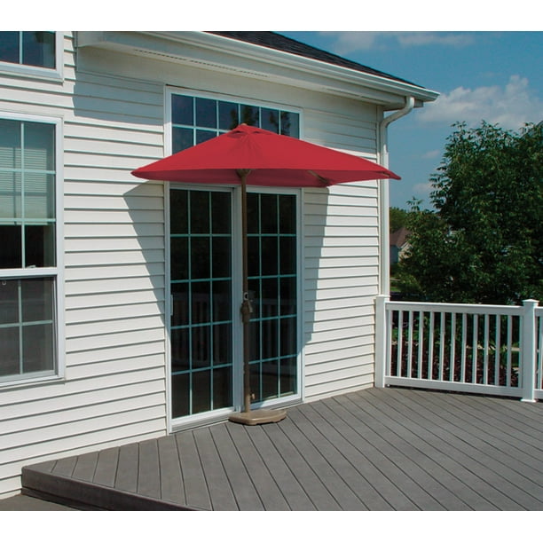 7.5' Half Canopy Patio Market Umbrella: Red - Sunbrella ...