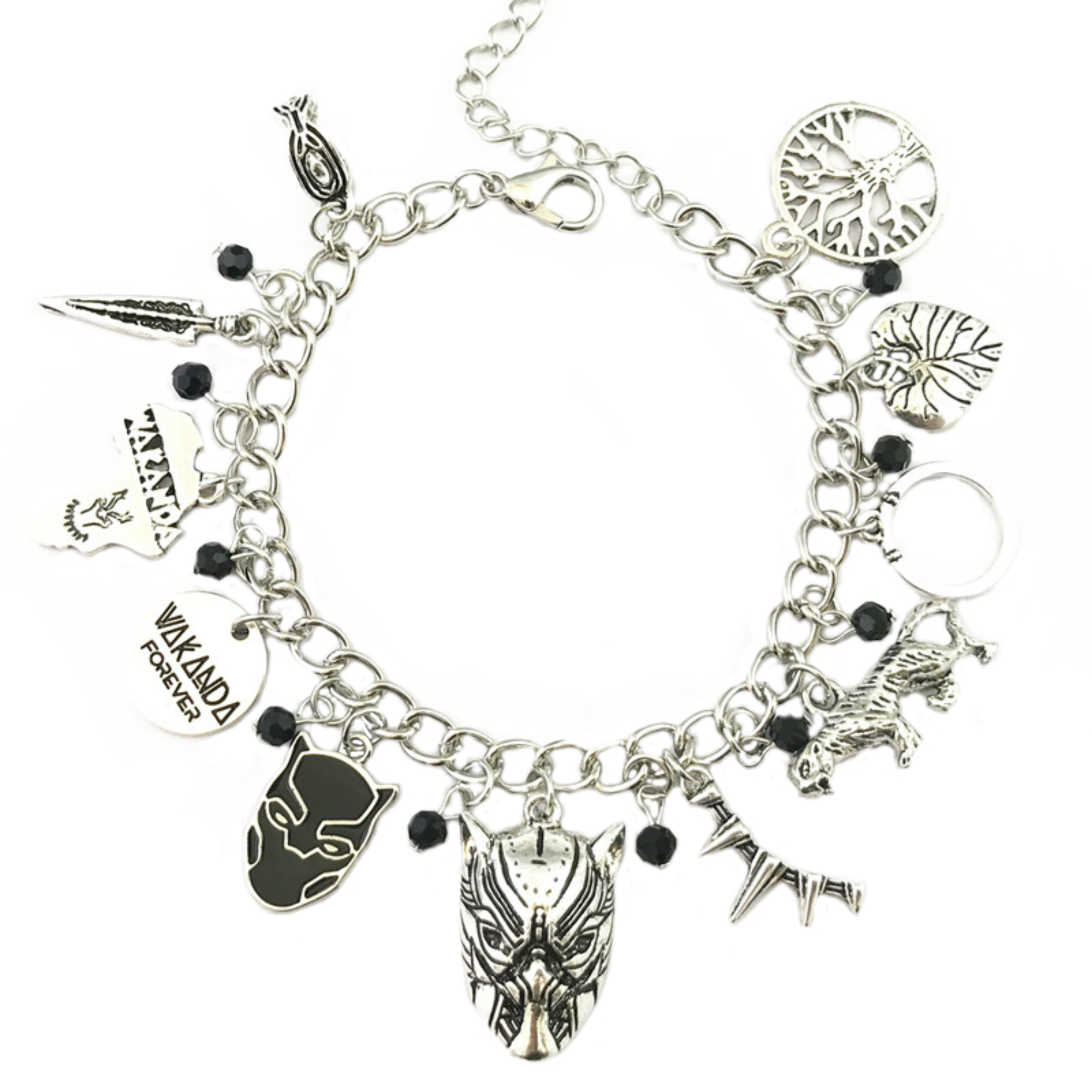 Black Panther Novelty Charm Bracelet Movie Comic Series with Gift Box