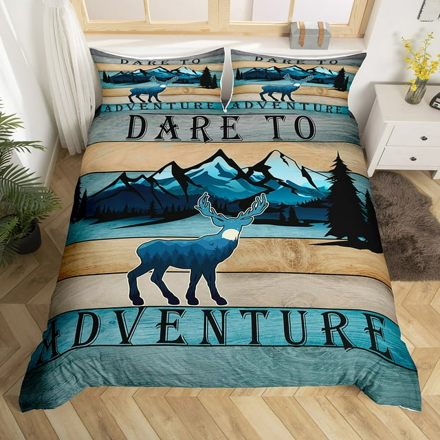 YST Woodland Moose Bedding Sets King Jungle Animal Comforter Cover for Kids Teen Adults, Hunting