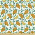 thumbnail image 2 of Ambesonne Fruits Fabric by the Yard Upholstery, Mango Leaves Tropical Forest, 5 Yards, Marigold and Petrol Blue, 2 of 5