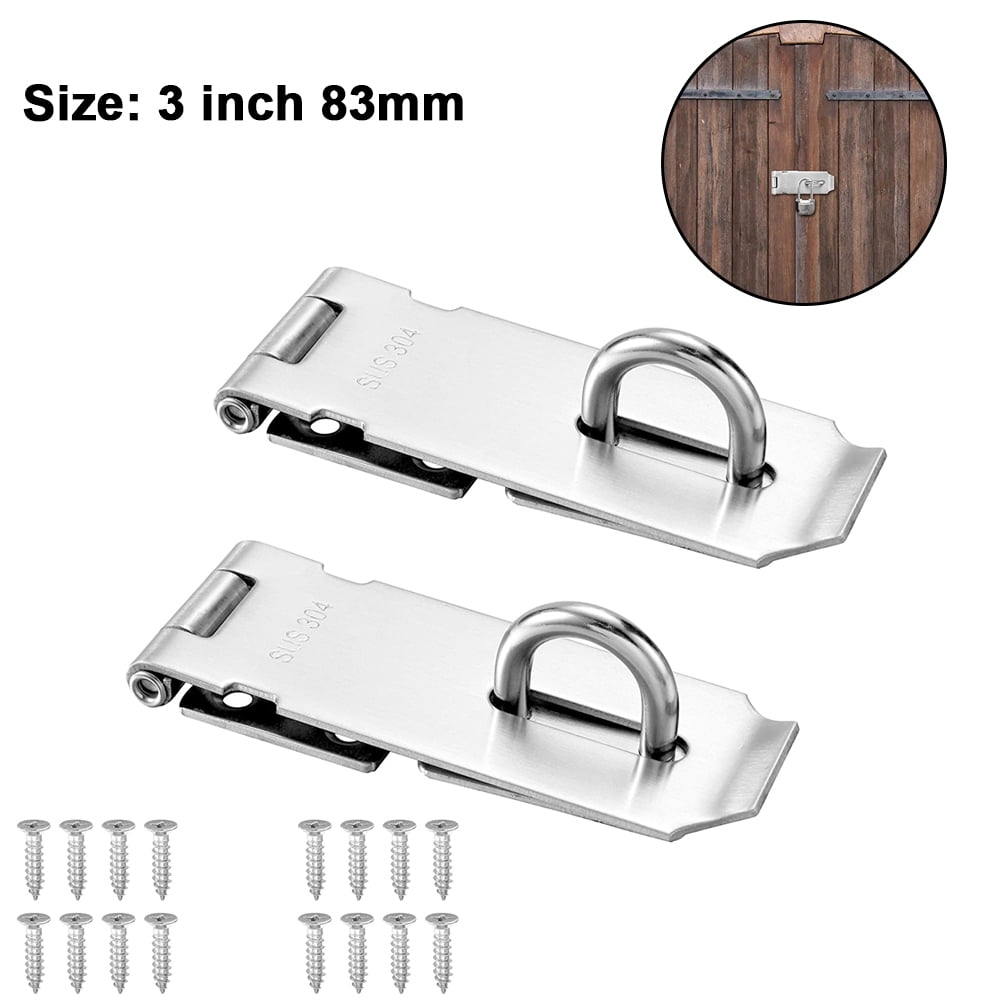 3Pack Padlock Hasp 4.2 Inch Safety Door Bolt Gate Latches Padlock Hasp Stainless Steel Brushed Finish Door Buckle Clasp 