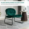 thumbnail image 3 of Plush Upholstered Accent Chair, Modern Industrial Style Armless Chair with Metal Frame, Leisure Single Sofa Chair, Reading Chair for Living Room (Emerald), 3 of 14