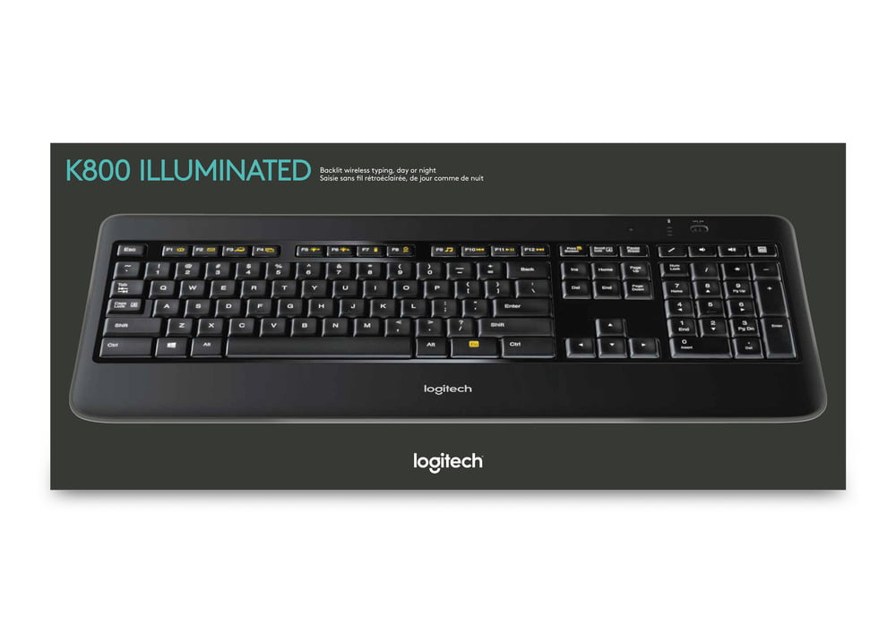 Sig til side Mediate en kop Logitech K800 Illuminated Keyboard, Black - Walmart.com