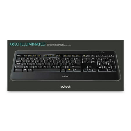 Logitech - K800 Full-size Wireless Illuminated Keyboard - Black