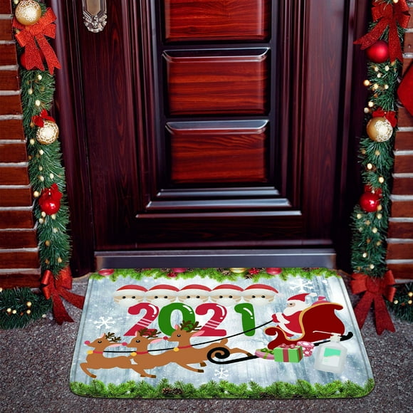 Dvkptbk Christmas Door Mat 1pc 2021 Merry Christmas Welcome Doormats Indoor Home Carpets Decor 40x60CM Christmas Decorations on Clearance