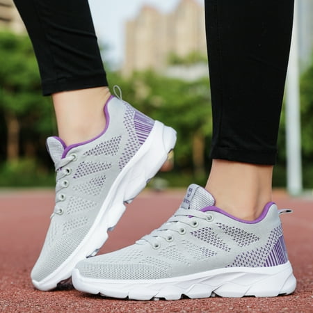 

YOUSNH Women Sneakers Fashionable New Pattern Color Blocking Simple Thick Sole Flat Bottom Comfortable Non Mesh Breathable Lace up Casual Shoes Sneakers for Women Grey 9