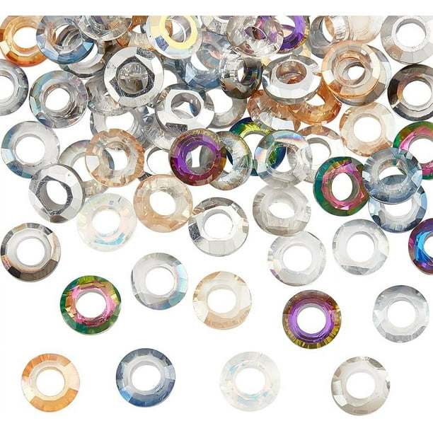 84 colgantes circulares de 14 colores con agujero grande, cuentas de vidrio de 8 mm para pendientes, collares, pulseras, decoración de uñas y creación de joyas.