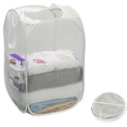 thumbnail image 3 of Mesh Pop-Up Laundry Hamper Basket With Side Pocket, Gray - 2 Pack, 3 of 5