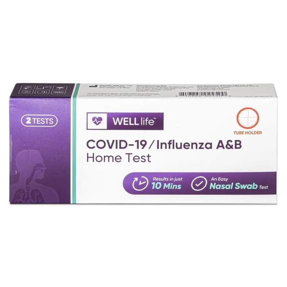 WELLlife COVID-19/Influenza A&B Home Test, 3-in-1 Antigen Covid Test, Result in 10 minutes FDA Authorised Nasal Swab, 2 Tests for Children & Adult,  No Discomfort