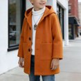 thumbnail image 2 of OJSFQUFP Boys' Hooded Single Breasted Solid Color Elegant Coat Versatile Wool Trench Coat for Toddlers and Preschoolers, 2 of 8