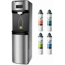 iSpring Bottleless Water Dispenser with 4-Stage Filtration, SGS-Tested 99% of PFAS Removal, Water Cooler Dispenser - Hot, Cold, Room Temp, Self Cleaning, Stainless Steel, Silver, Model: DS4S-PF