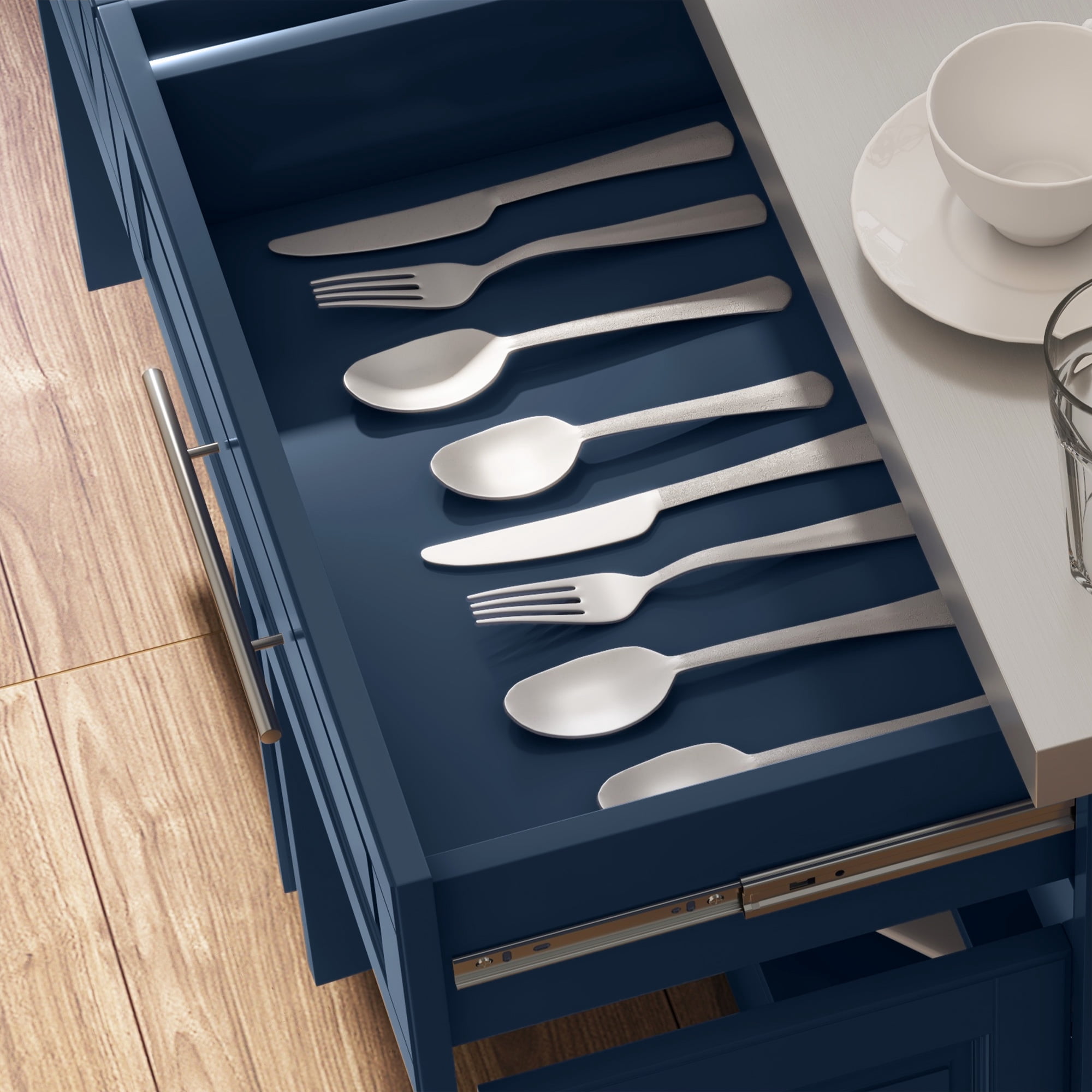 HOMCOM Rolling Kitchen Cart on Wheels, Portable Kitchen Cart with Stainless Steel Top, 2 Drawers, Spice, Knife and Towel Rack, Navy Blue