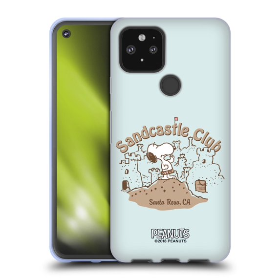 Head Case Designs Officially Licensed Peanuts Beach Bum Snoopy Sand Castle Soft Gel Case Compatible with Google Google Pixel 5 5G