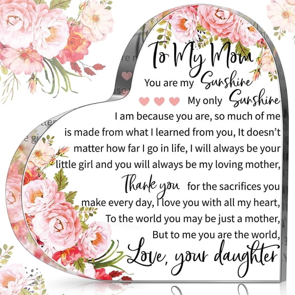 Mothers Day Gifts for Mom Acrylic Mom Gift Birthday Gift Sign Plaque Presents from Daughter Son Grateful Christmas Valentines Birthday Gifts,5.91 x 5.91 x 0.55 Inches(Watercolor Flowers)
