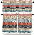 thumbnail image 2 of Kitchen Curtain Valance and Tiers Set Boho Stripe Tribal Vingtage Rod Pocket Kitchen Tier Curtains Valance Set 3 Piece Bohemian Style Pattern Window Curtain Valance Tier Set 54 in x 24 in, 2 of 5
