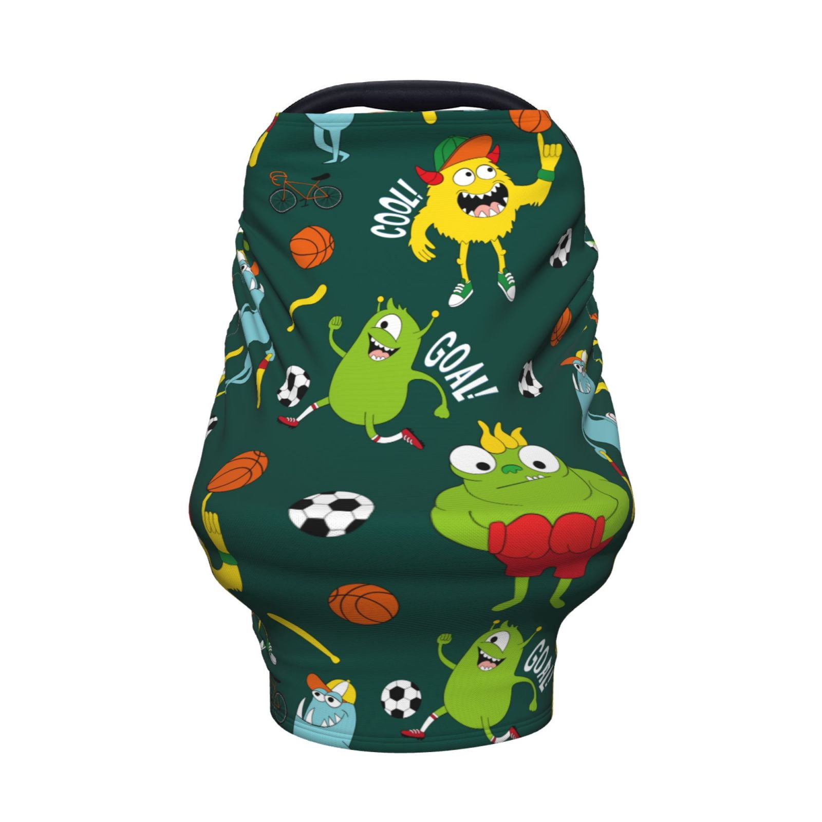 Fotbe Sport Monster Pattern Car Seat Covers for Babies, Nursing Breastfeeding Cover Infant Carseat Canopy, Soft Stretchy Carrier Cover