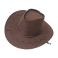 thumbnail image 2 of WEIGFI Kid Boys Girls Cowboy Hat Sun Cap Wide Brim Cap With Adjustable Chin Strap Solid Color Stage Performance Dress Up Casual Outdoor Summer Soft Vacation Hats,Brown,10-17 Years, 2 of 6
