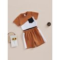 thumbnail image 3 of Faithtur Ensemble d'Été 2 Pcs pour Garçons Tout-Petits T-shirt à Manches Courtes Col Rond + Shorts Contrastés, 3 of 9