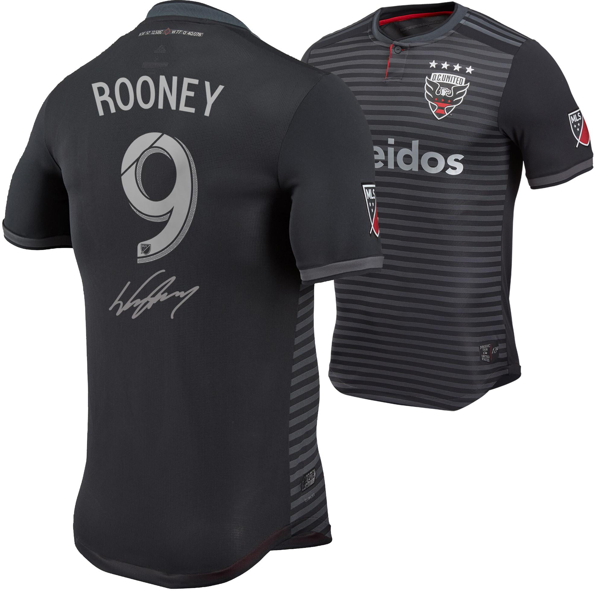 Wayne Rooney D.C. United Autographed Black Adidas Authentic Jersey