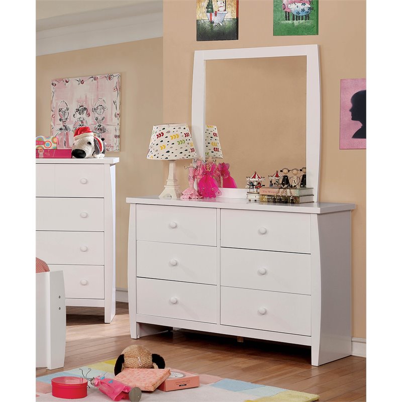 Furniture Of America Devon 6 Drawer Dresser And Mirror Set In White