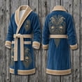 thumbnail image 2 of XIAOCHA Men's Yggdrasil Tree Print Robe Shawl Collar Tie Waist Long Sleeve Bathrobe Nightgown, 2 of 3