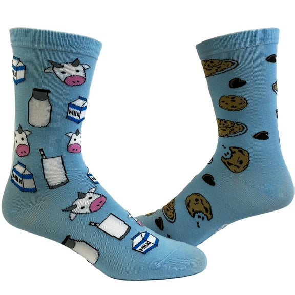 Women's Milk and Cookies Socks Funny Dessert Snack Graphic Novelty Footwear