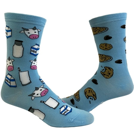 

Women s Milk And Cookies Socks Funny Dessert Snack Graphic Novelty Footwear