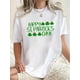 thumbnail image 1 of Women's St. Patrick's Day Clover T-Shirt - Casual Round Neck, Short Sleeve, Stretchy Polyester Blend, Machine Washable - Perfect for Spring & Summer Festivities, 1 of 5
