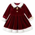 thumbnail image 3 of XINXIAOO Girls Santa Dress with Matching Hat Kids Girls Red Dress Holiday Cosplay Party Christmas Outfit, 2-Piece Set, 3 of 4