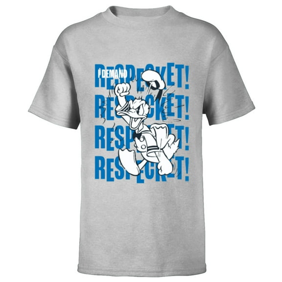 Disney Donald Duck 90th Anniversary I Demand Respect! Retro- Short Sleeve T-Shirt for Kids - Customized-Athletic Heather