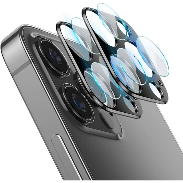 BAMAIA Protecteur d'Objectif de Caméra pour iPhone 12 Pro Max, Anneau de Protection en Alliage d'Aluminium - Noir, 2 Pcs