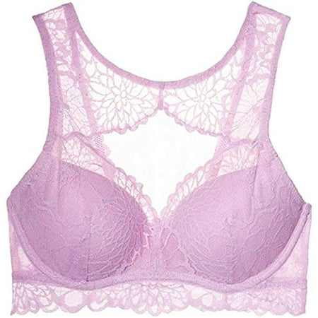 Victorias Secret PINK Floral Lace High Neck Lavender Push Up Bralette Small